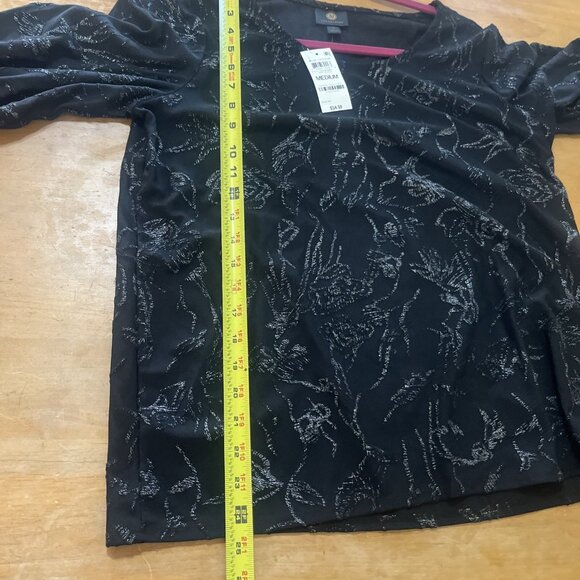 NEW NWT JM Collection Medium Sparkly Silver Black Formal Blouse Shirt Top Dinner - Picture 8 of 11